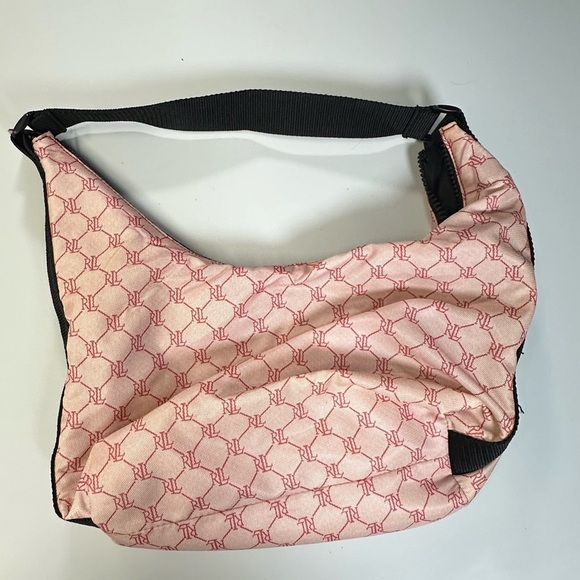 Vintage 90's RLL Lauren Ralph Lauren Pink Hobo Handbag Purse Monogram Nylon - Picture 5 of 7